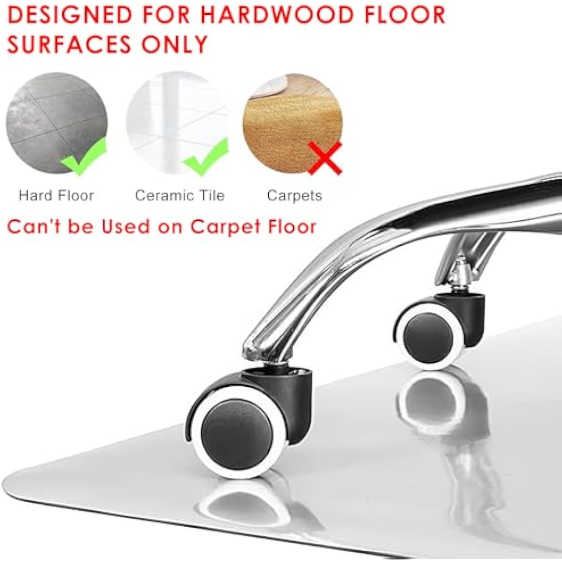 Kuyal Clear Chair mat for Hard Floors 75 x 120 cm (2.5' x 4') Transparent Floor Mats Wood/Tile Protection Mat for Office & Home