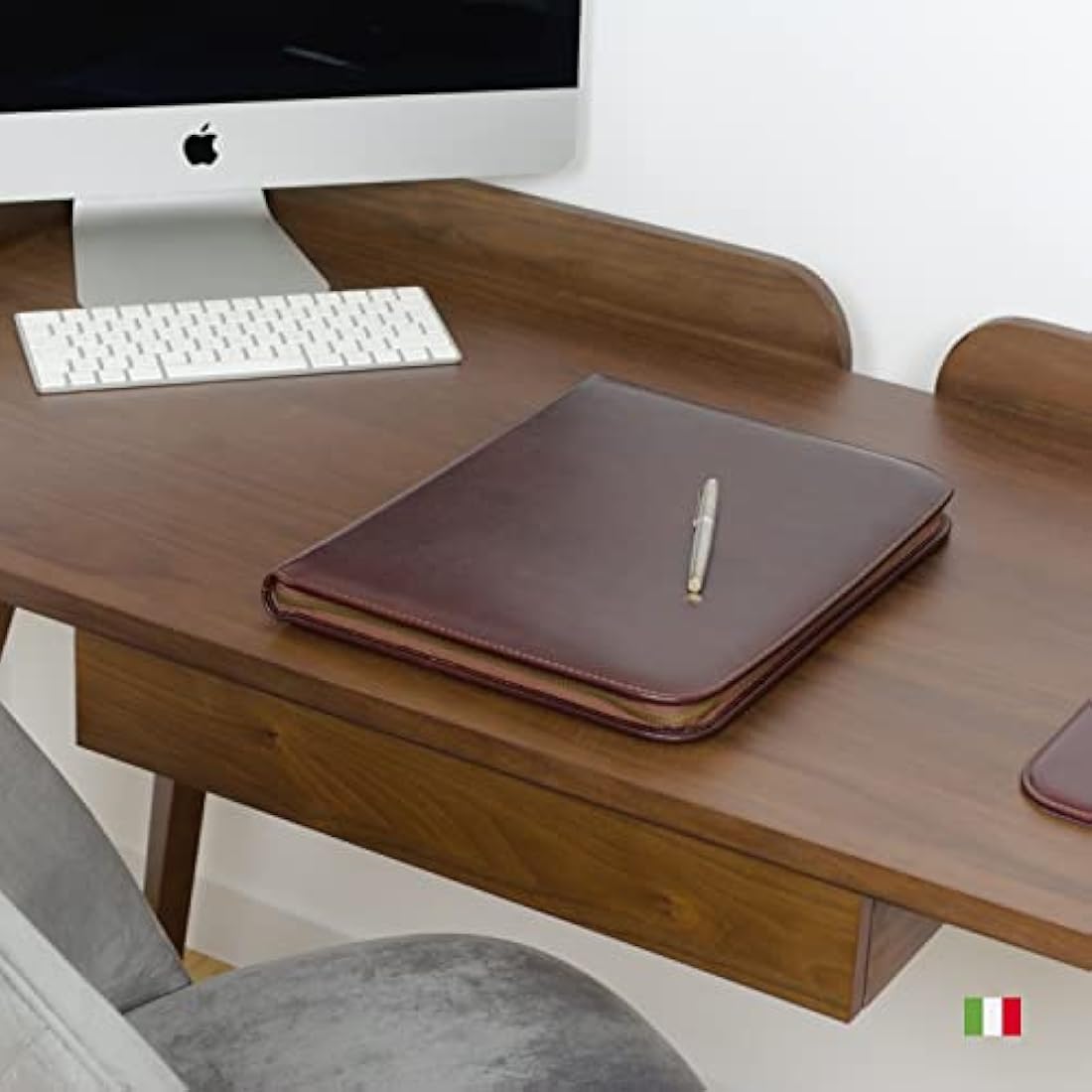 Maruse Luxury Leather Portfolio – Zip-Around Executive Folio & Organiser, Laptop & iPad Sleeve – Handmade in Italy, Black
