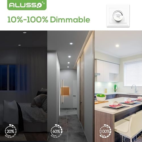 LED Recessed Ceiling Lights, 10W Dimmable Spotlights 28.7mm Ultra-Slim, 3000K Warm 4000K Neutral 6500K Cool Adjustable, Φ125-135mm Cutout, Round Downlights for Bathroom Kitchen Living Room, Pack of 6