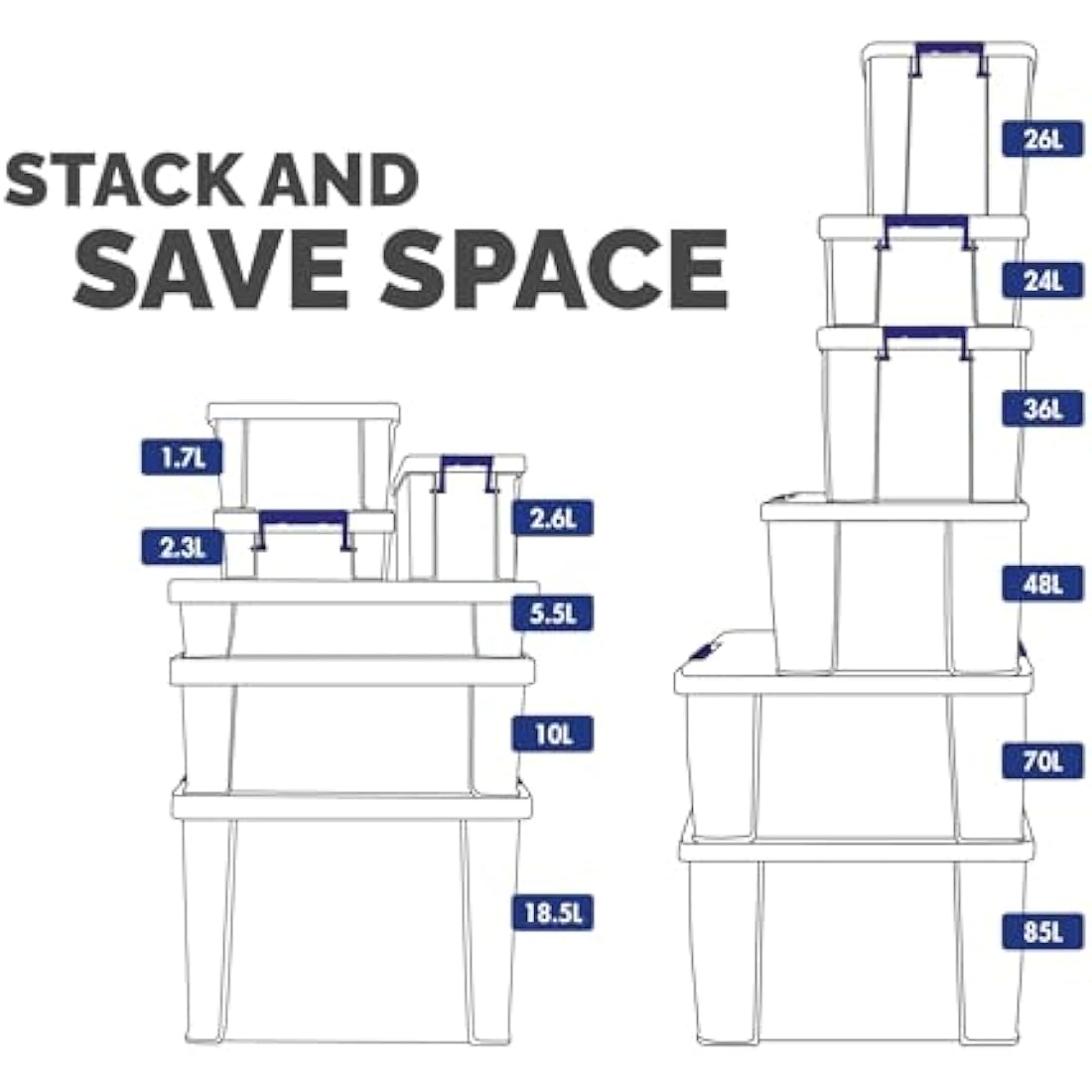 BANKERS BOX 70L Plastic Storage Box with Lids, ProStore Super Strong Stackable Plastic Storage Boxes (30 x 48 x 38.5cm), Clear