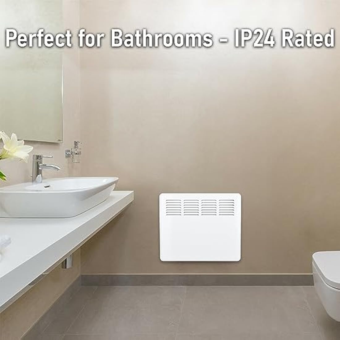 MYLEK Panel Space Heater 1KW Eco Smart WiFi App Radiator Electric Low Energy, 1KW,1.5KW, 2KW Available - Wall Mounted or Floor Standing, Bathroom IP24 Rated for Homes, Offices (1000w)