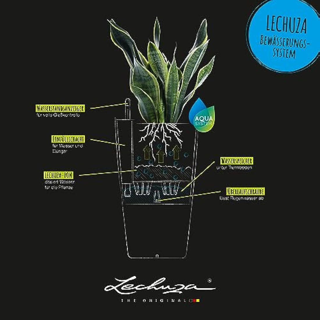 Lechuza CUBICO Color 40 Self Watering Planter Large Garden Plastic Indoor and Outdoor Flower Plant Pot with Drainage Hole H75 L40 W40 cm Nutmeg