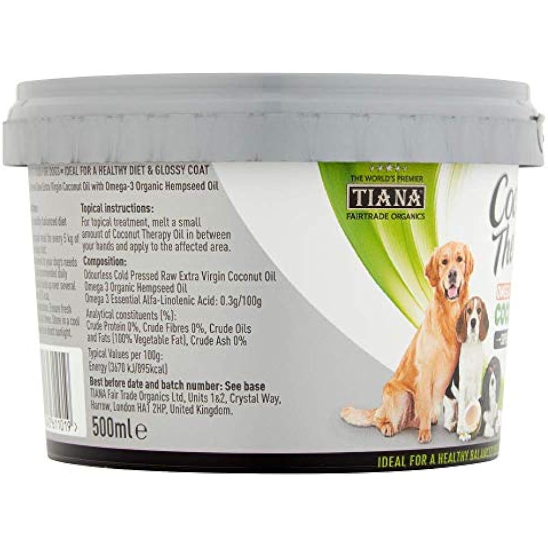 TIANA Coconut Therapy, Coconut Oil for dogs, Omega-3 Supplements for dogs, 500ml (Pack of 6)