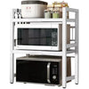 Multibao Expandable Microwave Shelf, 3 Tier Microwave oven Rack Stand Storage Holder Kitchen Corner Shelf Desktop Printer Shelf Rack, Bakers Rack (White)