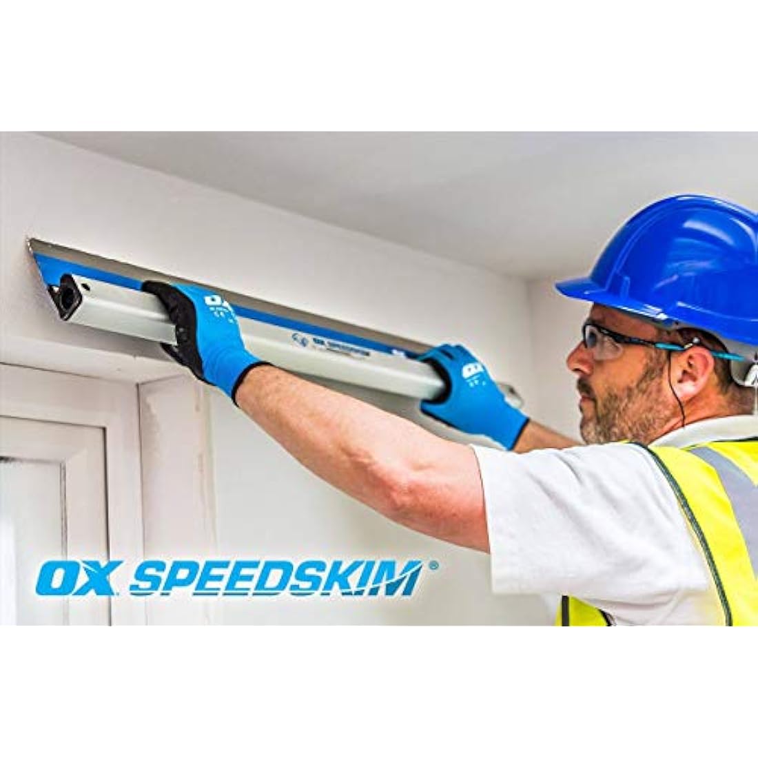 OX Speedskim Plaster Skimming Finishing Rule - SF 450mm I Stainless Steel Flex Blade & Extruded Aluminium Handle