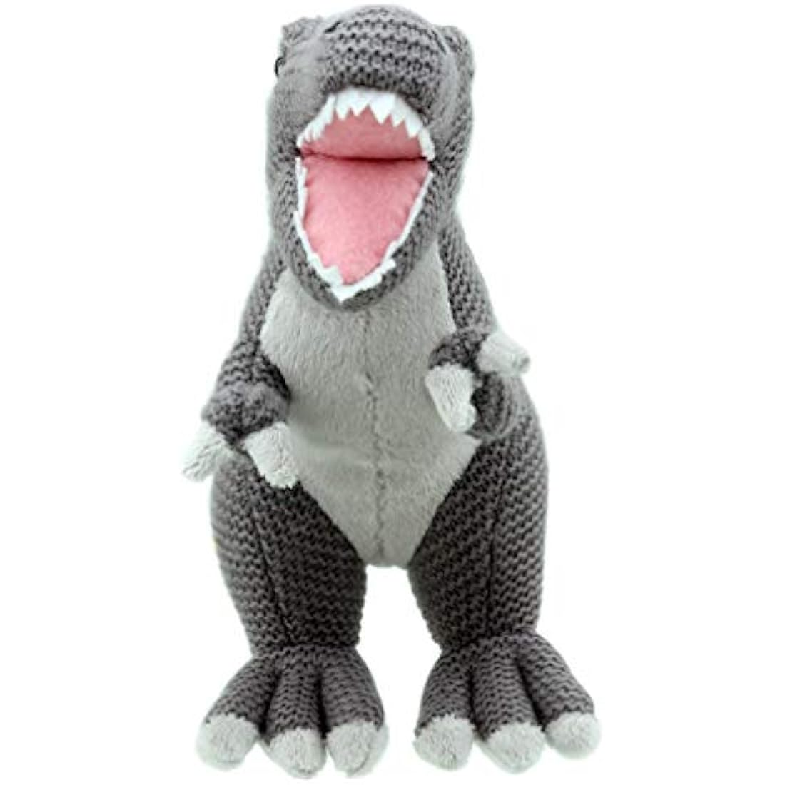 Wilberry - Knitted - Small Grey T-Rex Dinosaur Soft Toy - WB004308