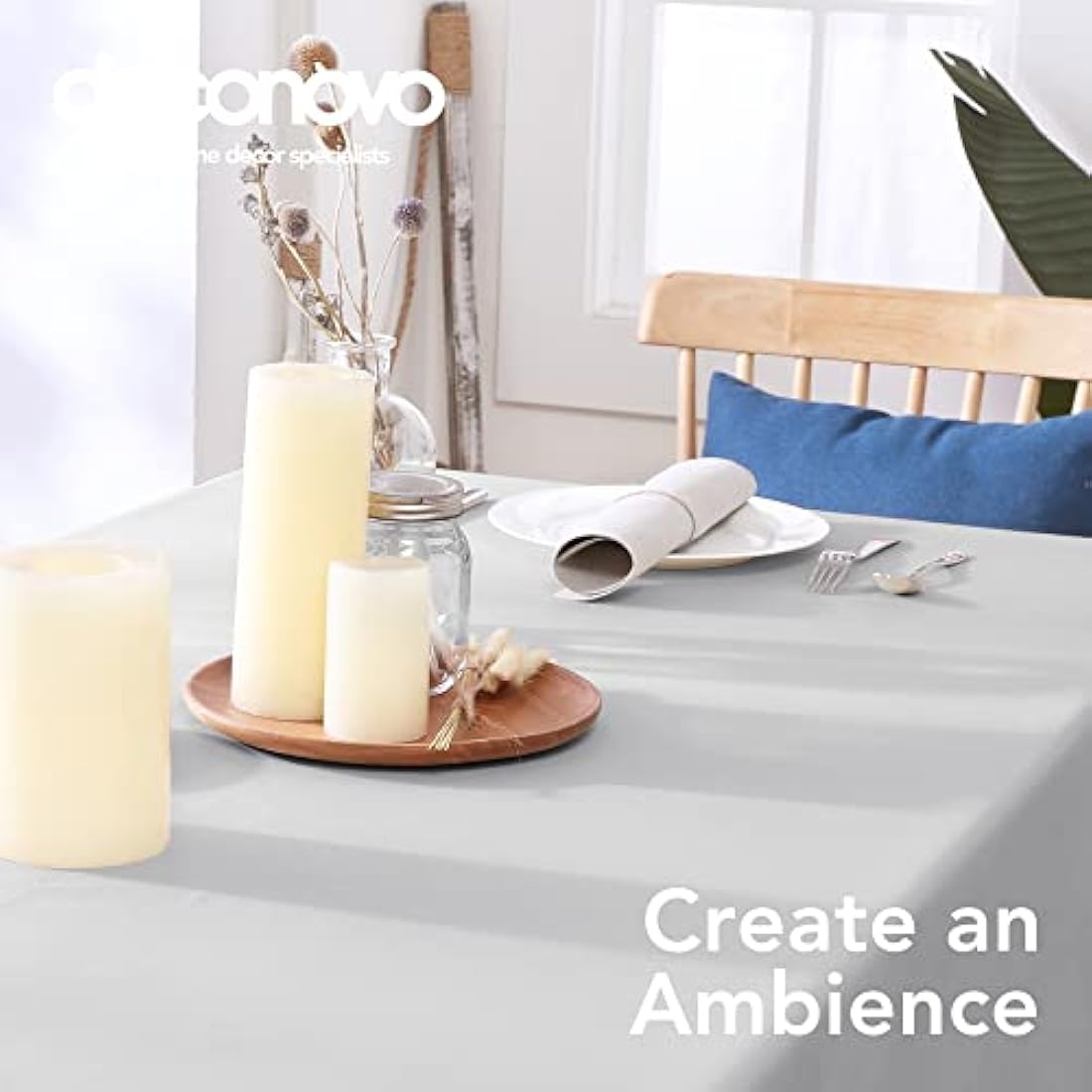 Deconovo Oxford Decorative Water Resistant Wipeable Table Cover Rectangle Tablecloth for Kids Painting 132x178cm(52x70in) Light Grey