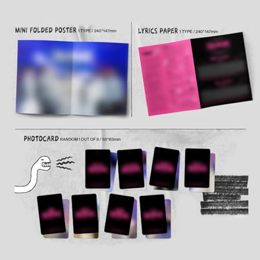 Stray Kids - -Rock-STAR (POSTCARD Ver. - SET) Out Box + Postcard Set + CD-R + Lyrics Paper + Mini Folded Poster + Photocard + 8 Smart Cleaner