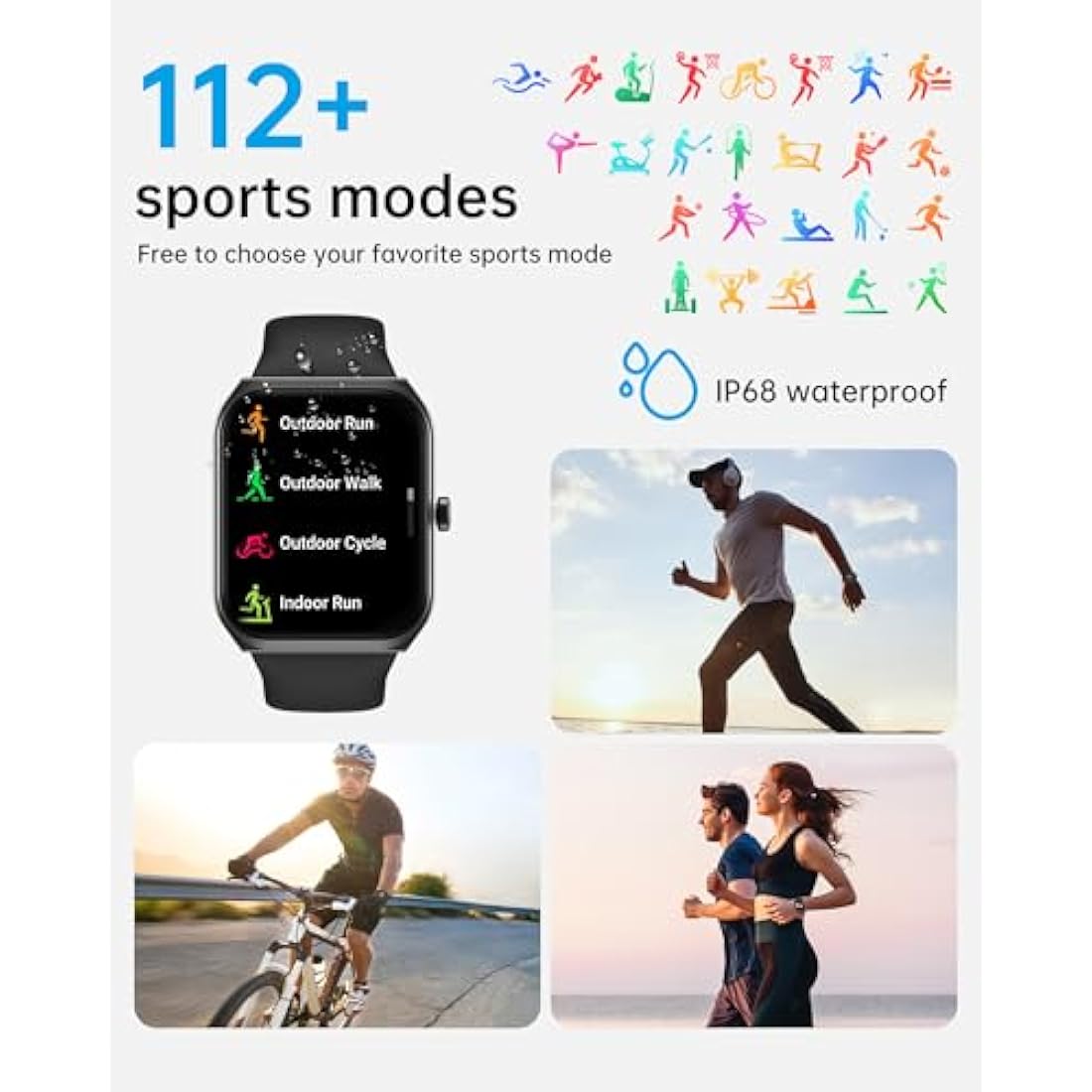 TUYOMA Smart Watch for Men Women -1.91" Fitness Watch with Answer/Make Calls, Step Counter, Heart Rate Sleep SpO2 Monitor, 112+ Sports Fitness Tracker, IP68 Waterproof Smartwatch for Android iOS