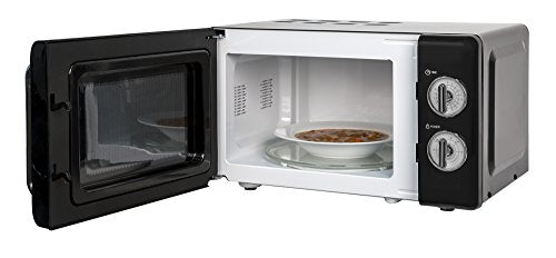 Russell Hobbs RHRETMM705B 17 L 700 W Black Compact Retro Solo Manual Microwave with 5 Power Levels, Timer, Defrost Setting, Easy Clean