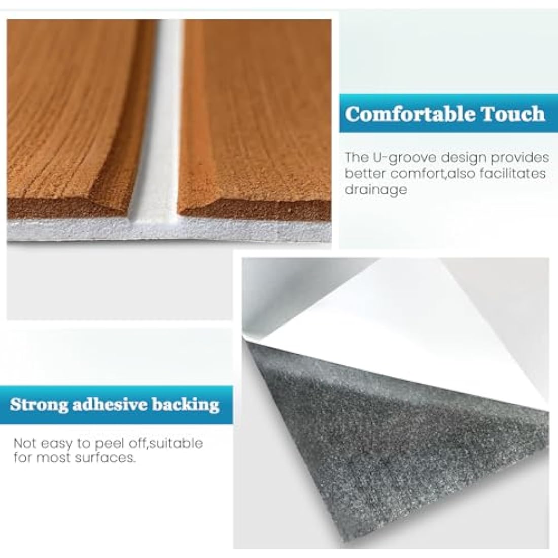 KXKZREN Boat Flooring EVA Foam Decking Sheet Faux Teak Marine Carpet Non-Slip Self-Adhesive Flooring Deck Mat for Boat Pontoon Motorboat RV Yacht Kayak Cooler Tops,240x112/90/60/41cm