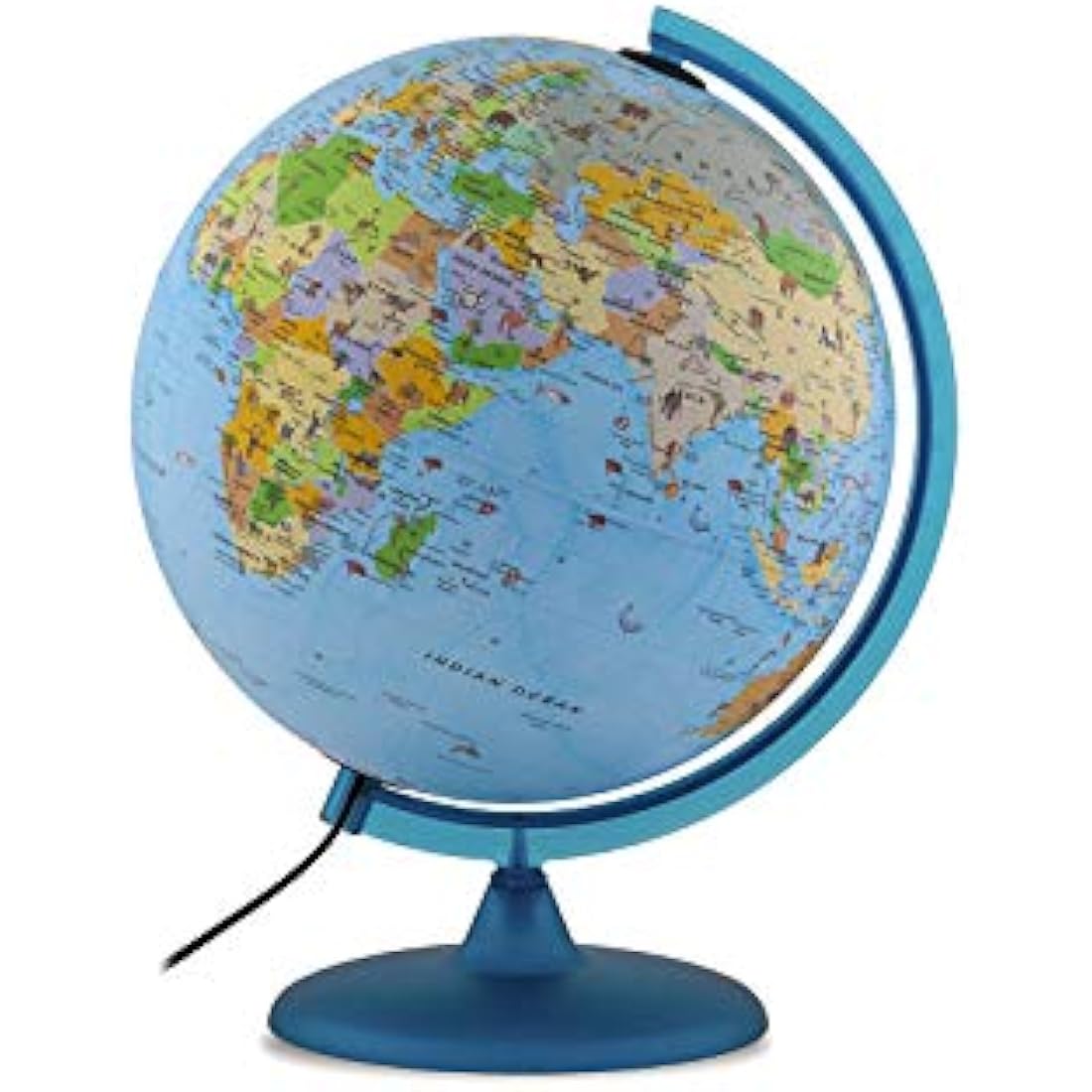 Tecnodidattica Babylon Globe for children | with animals and landmarks |Illuminated and revolving | Updated cartography in English | Graduated meridian | 12"/30cm Diameter