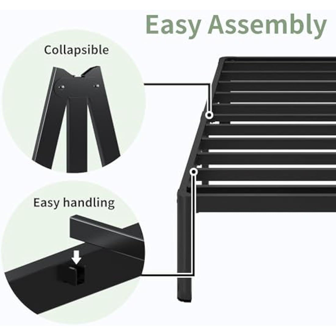 Lutown-Teen Small Double Bed Frame 30.5 cm High with Rounded Corner Legs, Heavy Duty Metal Bed Frame 4ft with Steel Slats Support, Storage Space Underneath, Noise Free, Easy Assembly, Black