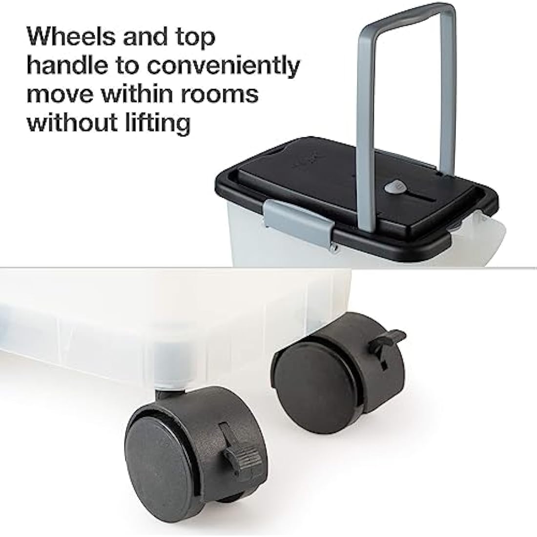 PetFusion Portable Dog & Cat Food Container - Heavy Duty Food Bin With Wheels, 10kg Storage (42 x 30 x 48cm)
