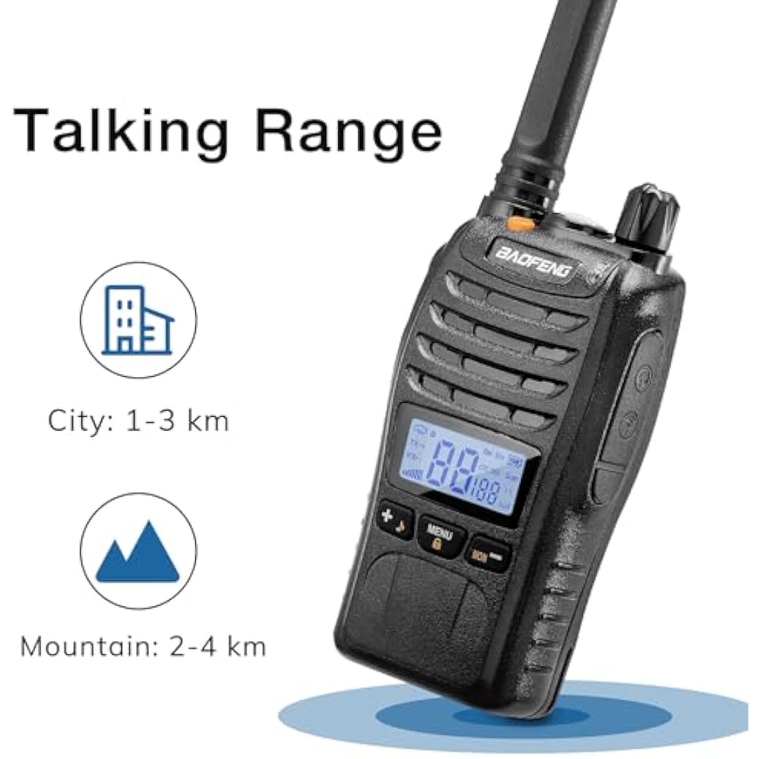 BAOFENG BF-88ST Pro PMR446 Walkie Talkie, Upgraded Long Range Rechargeable License-Free Two Way Radios with LCD Display, VOX Dual Watch, Desktop Charger and Earpieces, 2 pack