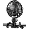 gaiatop Mini Portable Pram Fan, Rechargeable Small Clip on Fan for Stroller, Detachable 3 Speed 360° Rotate Flexible Tripod Handheld Desk Cooling for Car Seat Crib Treadmill Travel Black