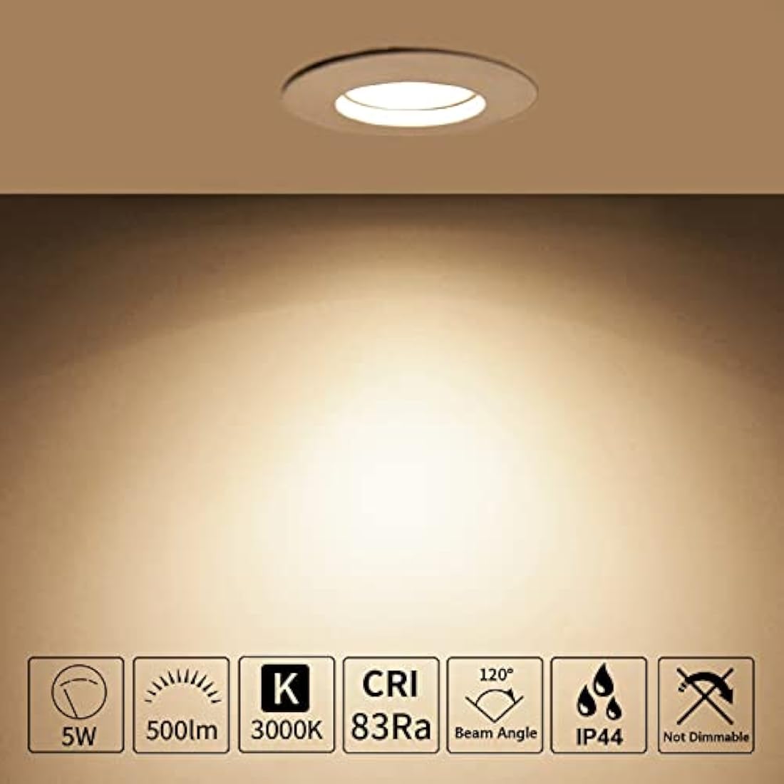 HiBay 6X 5W Recessed Ceiling Spot Lights Ultra Thin LED Spotlights Kitchen Bathroom Downlights Warm White 240V Down Light for 60-68mm Cutout Hole