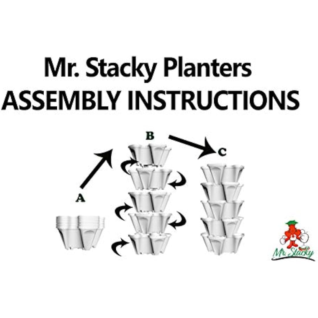 Mr. Stacky MSSP-MG5 5 Tier Stackable Strawberry, Herb, Flower, and Vegetable Planter - Vertical Garden Indoor / Outdoor