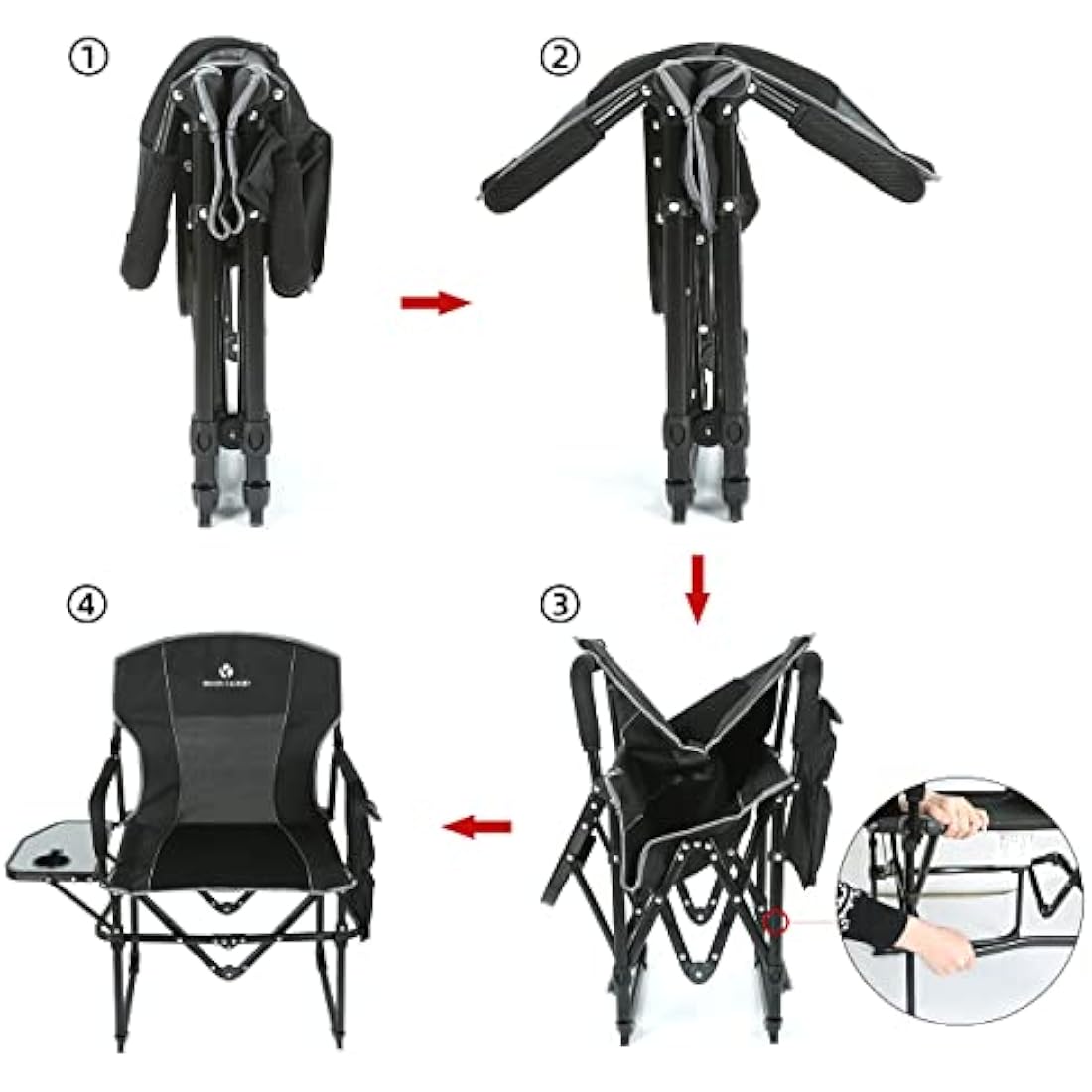 Rock Cloud Folding Camping Chair with Storage Pocket and Side Table Compact Portable Camp Chairs Outdoor for Camp Lawn Hiking Fishing Sports