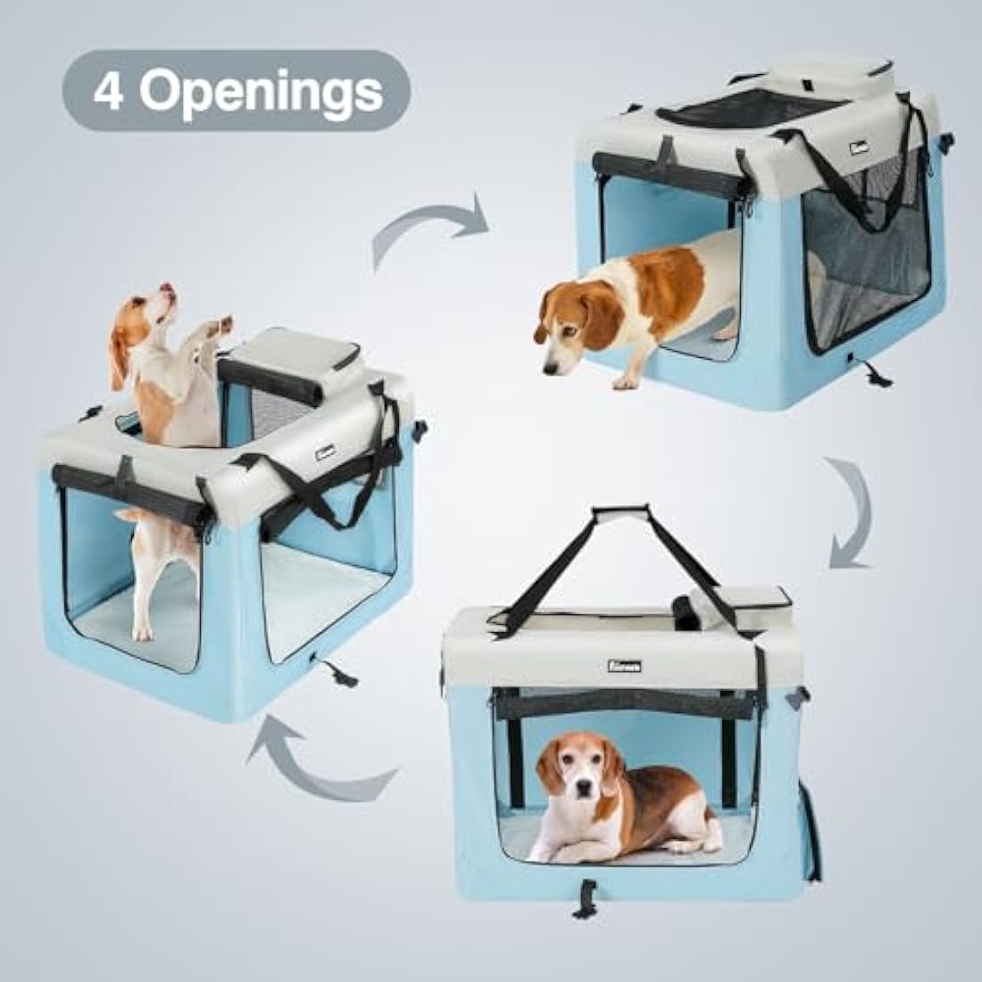 Reerooh Dog Carrier Cat Carrier Bag, Foldable Fabric Car Dog Travel Crate, Portable Soft Pet Carrier for Transport, Breathable Puppy Carrier for Large Dogs with Cushion & Dog Bowls