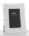 Silver Plate and White Epoxy Photo Frame with Ornate Swirl Design, 8" x 10" Photo