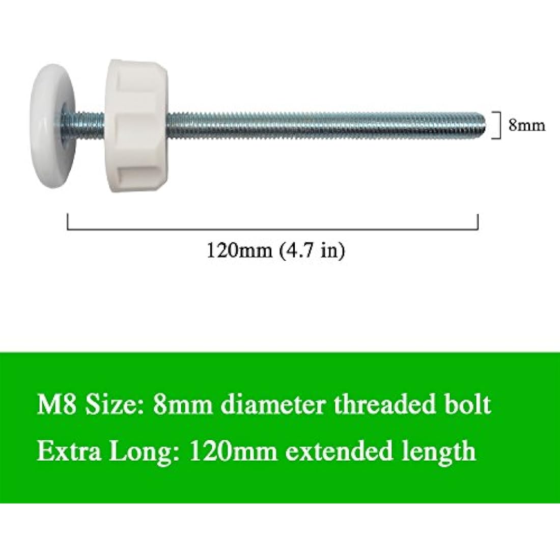 Baby Gate Guru Extra Long M8 (8mm) Spindle Rods for Pressure Mounted Gates Replacement Set - 4 Pack of M8 Spindle Screw Bolts for Baby and Pet Safety Gates - Choose Your Color (8mm, White)