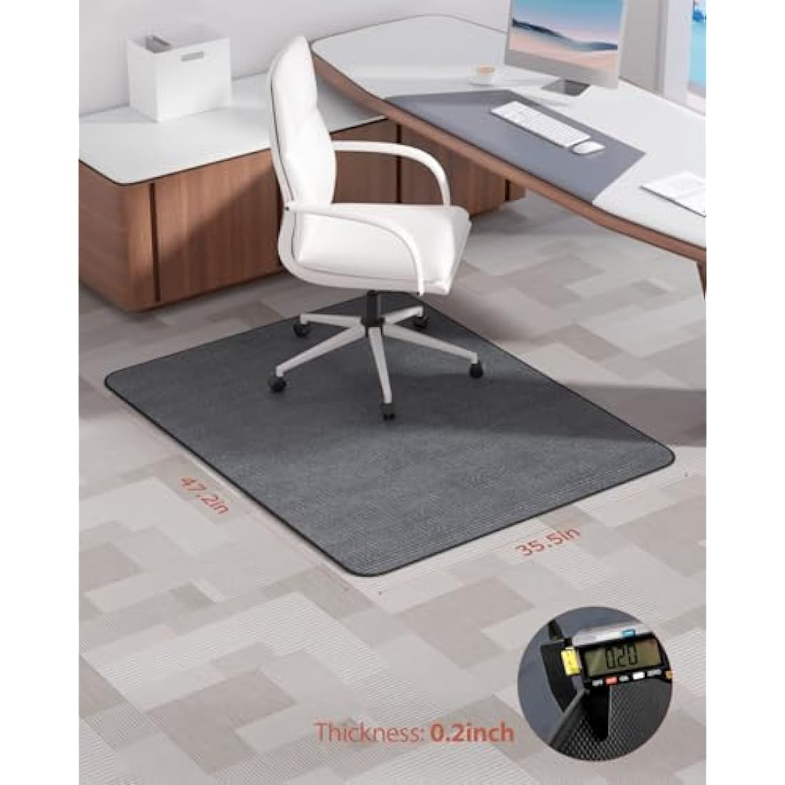 Blvornl Office Chair Mat for Hardwood Floor and Low Pile Carpet, 90 x 120 cm Corduroy Surface Desk Rolling Chair Mat for Hard Floors, Heavy Duty Carpeted Floor Protector Rug for Home Office, Dark Grey