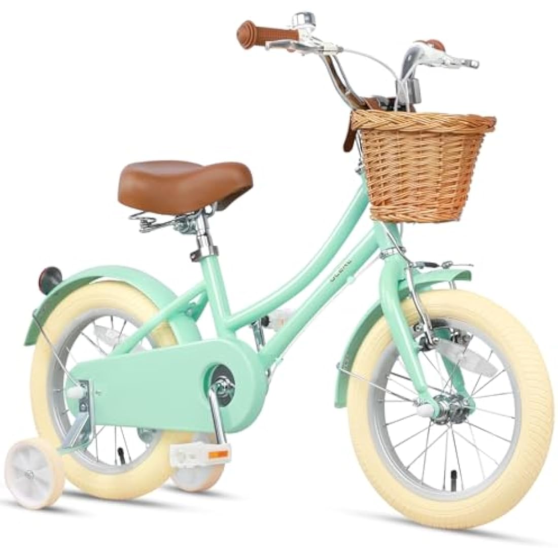 Glerc Little Molly 12 Inch Kids Retro Girls Bike for 2-13 Year Old with Wicker Basket & Stabilisers/Kickstand, Multiple Colors
