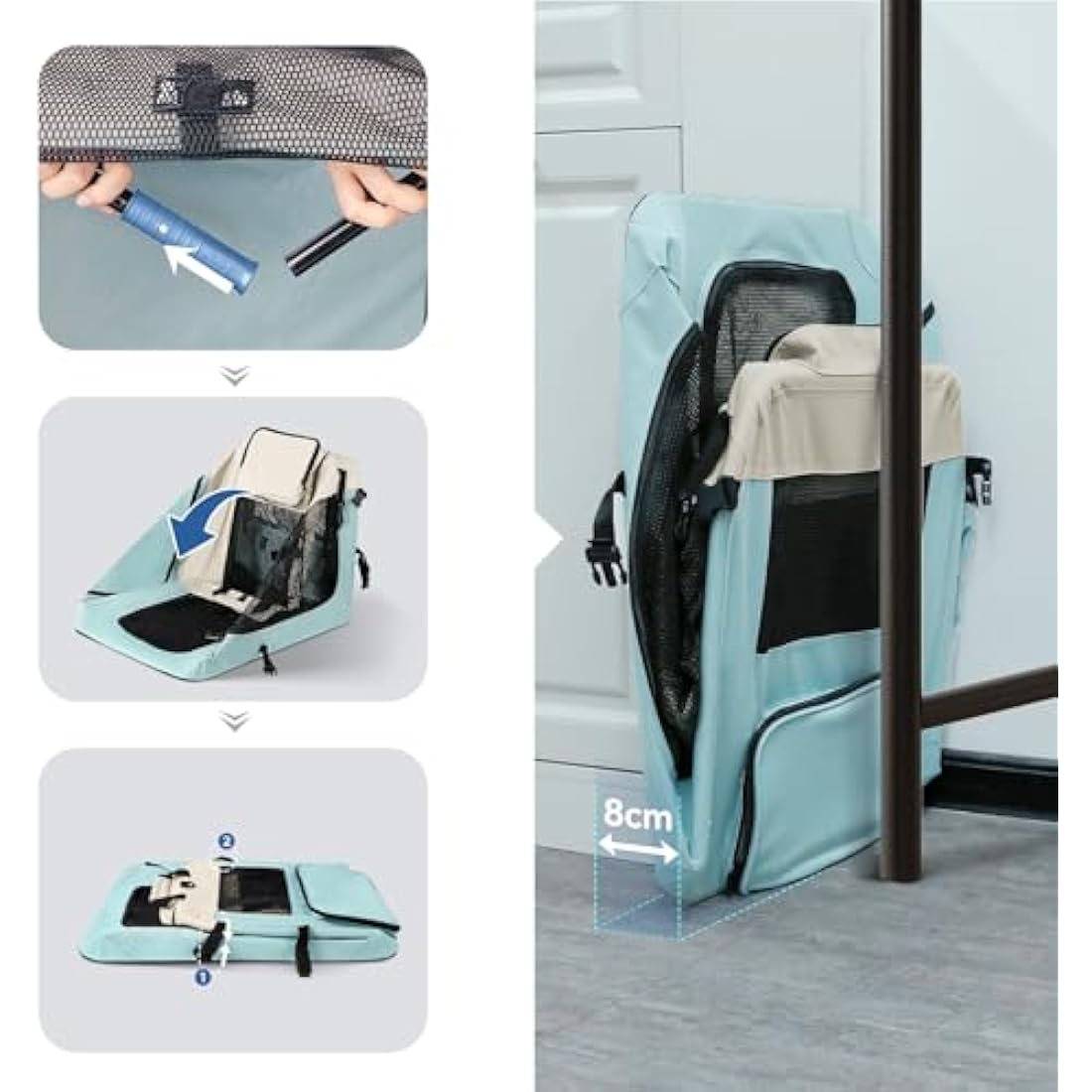 Reerooh Dog Carrier Cat Carrier Bag, Foldable Fabric Car Dog Travel Crate, Portable Soft Pet Carrier for Transport, Breathable Puppy Carrier for Large Dogs with Cushion & Dog Bowls