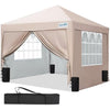 Quictent Pop Up Canopy Gazebo with Removable Sidewalls, Adjustable Height Event Shelter, 3x3m (10x10ft) Portable Tent for Garden Party, Camping, Beige