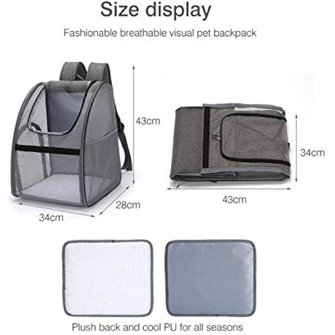 Cat Carrier Breathable Dog Carrier Backpack Lightweight Portable Pet Body Carrier Great for Carrying Puppy Cats Black