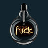 AMARCORDS - Led Bulb dimmable, Filament with The Inscription F**K, Warm Light 2500K, Smoky Glass Guy Globe, E27, 4W