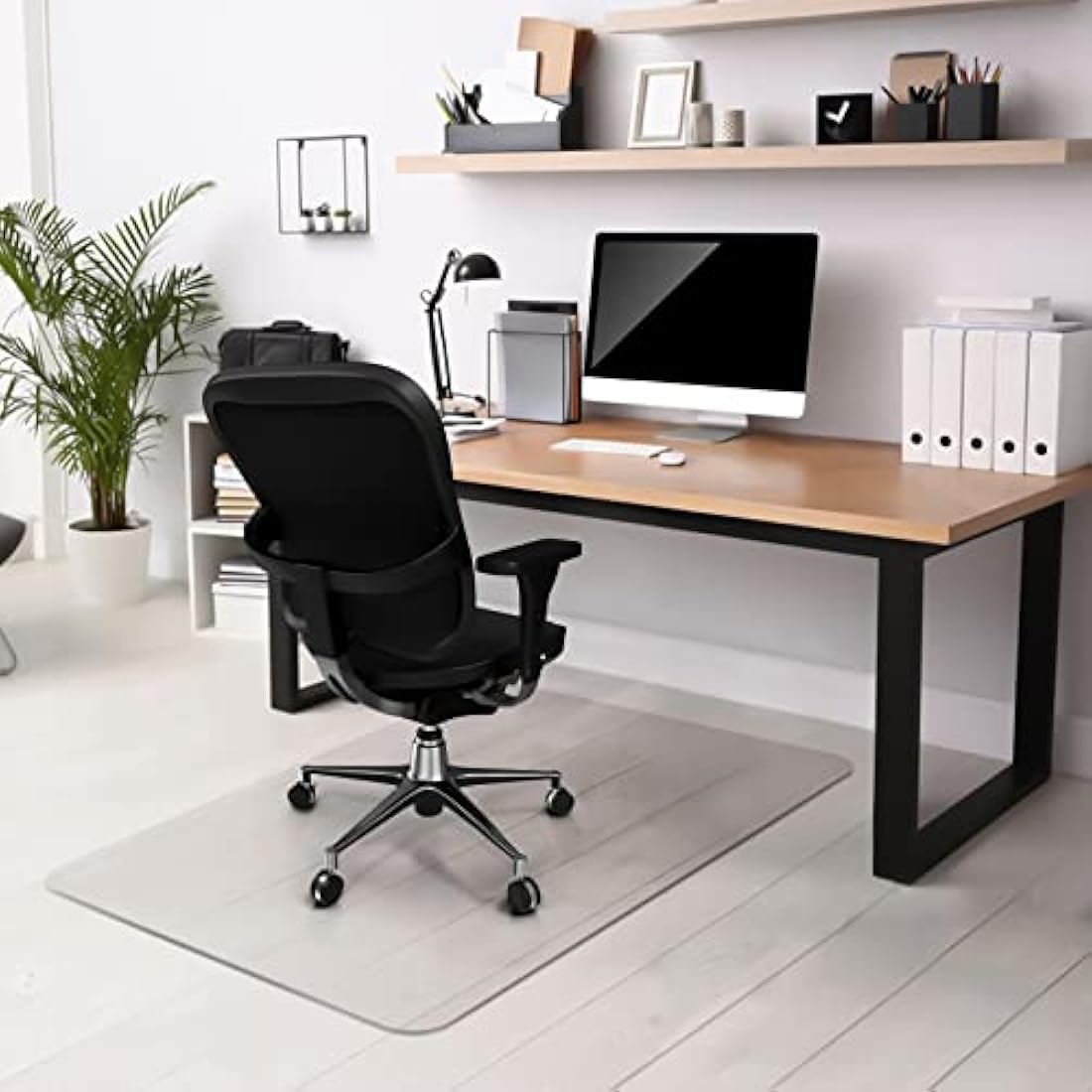 Kuyal Clear Chair mat for Hard Floors 112x147cm (44" X 58") Transparent Floor Mats Wood/Tile Protection Mat for Office & Home