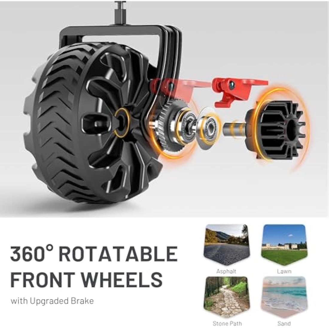 TIMBER RIDGE Festival Trolley 300L with Brakes, Folding Beach Trolley Cart with Tailgate, 135kg Collapsible Wagon Detachable Wide Wheels & Adjustable Handle for Outdoor Camping Garden, Grey
