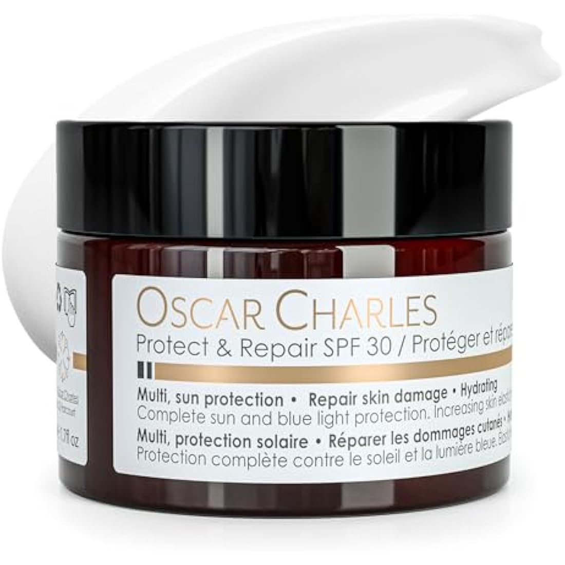 Oscar Charles Protect & Repair SPF Moisturiser Face Cream with Hyaluronic Acid + Vitamin C, SPF30, Best Moisturizer for Dry Skin & Skin firming Cream