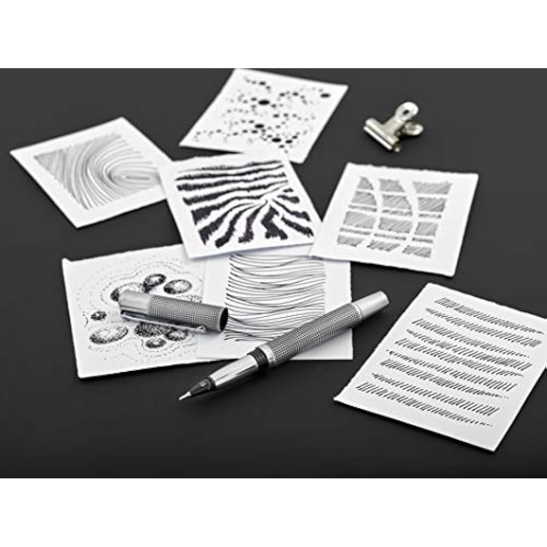 Yookers Metis Refillable Fibre Pen in Satin Chrome Black Grid 1.0mm Tip