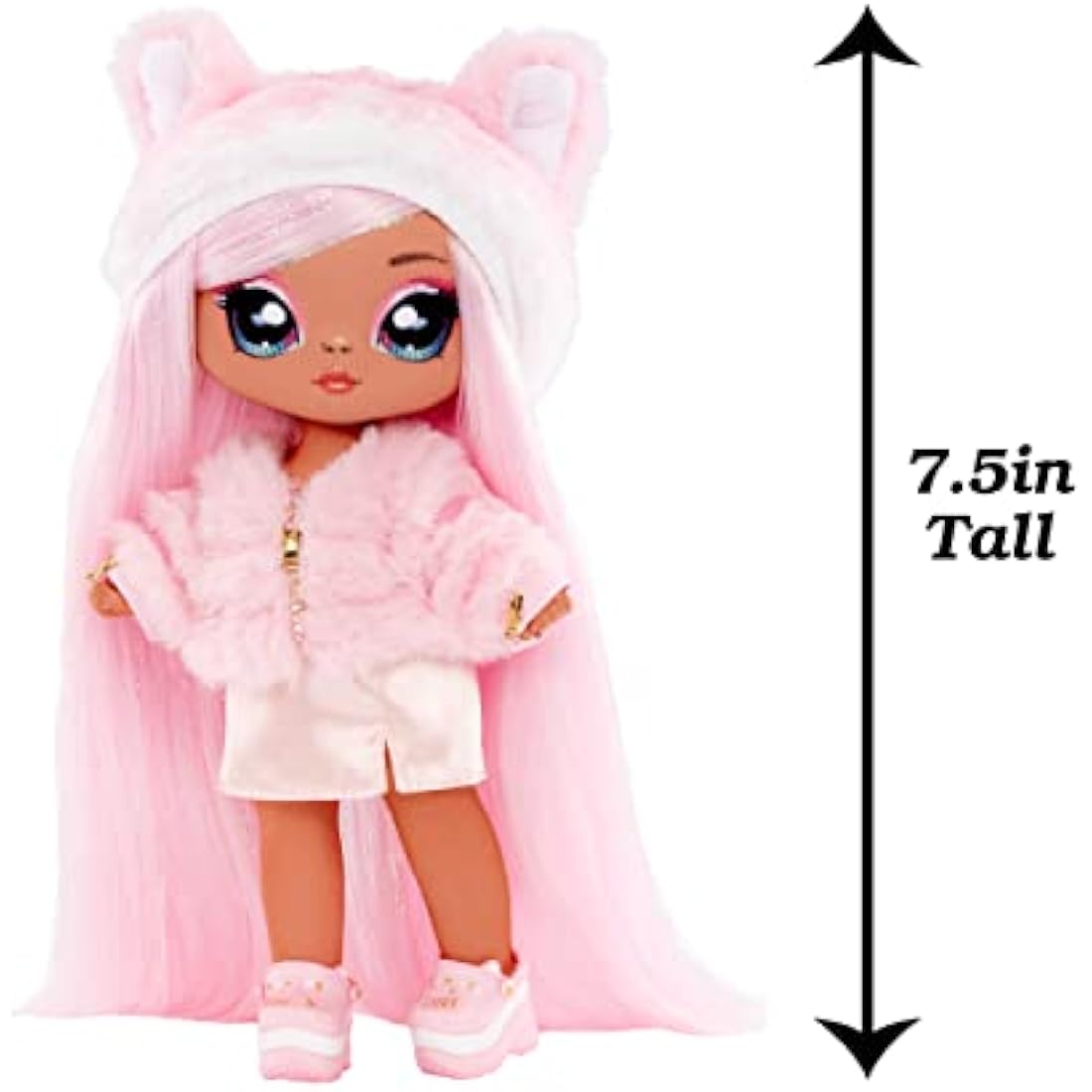 Na Na Na Surprise 3-in-1 Backpack Bedroom Playset with Fashion Doll - REENA DE LA ROSA - Includes Fuzzy Pink Kitty Backpack with Cat Ears and Closet with Pillows & Blanket - For Kids, Ages 5+ Years