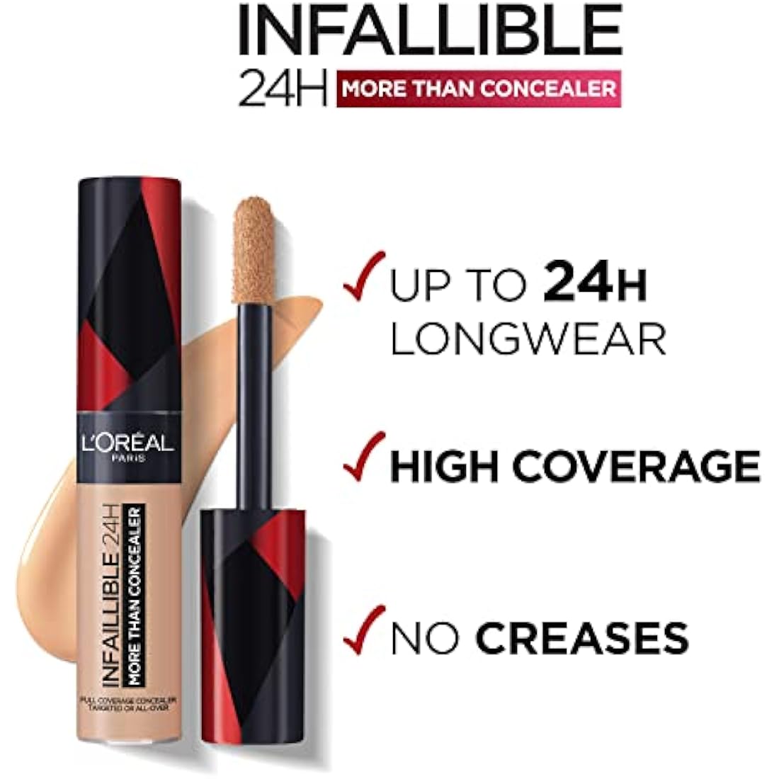 L'Oréal Paris Infallible 24H More Than Concealer, Full-coverage, Longwear and Matte Finish, 328 Linen