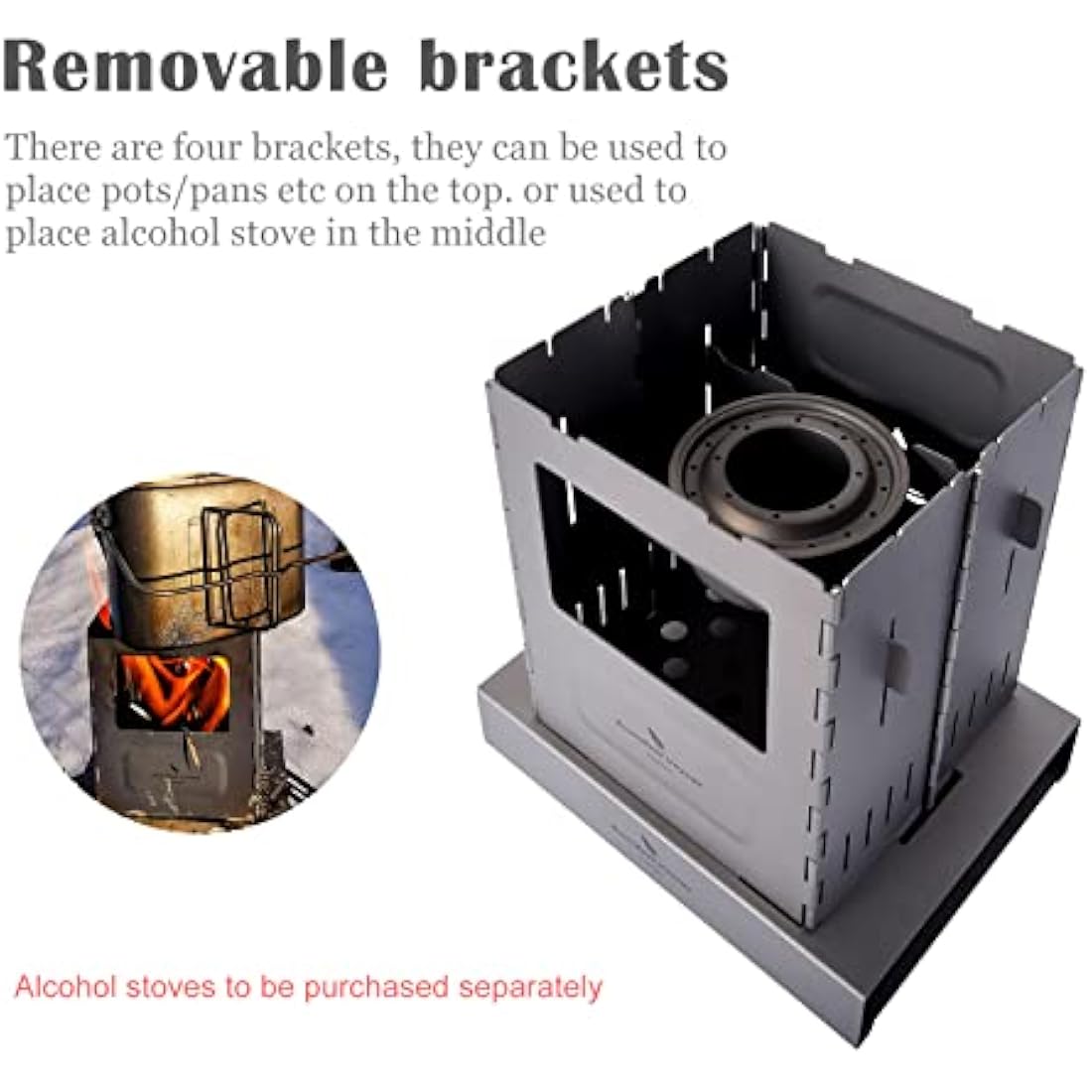 Boundless Voyage Camping Stove Portable Folding Titanium Stove Wood Burning Stove Lightweight Compact Durable for Outdoor Backpacking Hiking Traveling Picnic BBQ Ti2010C
