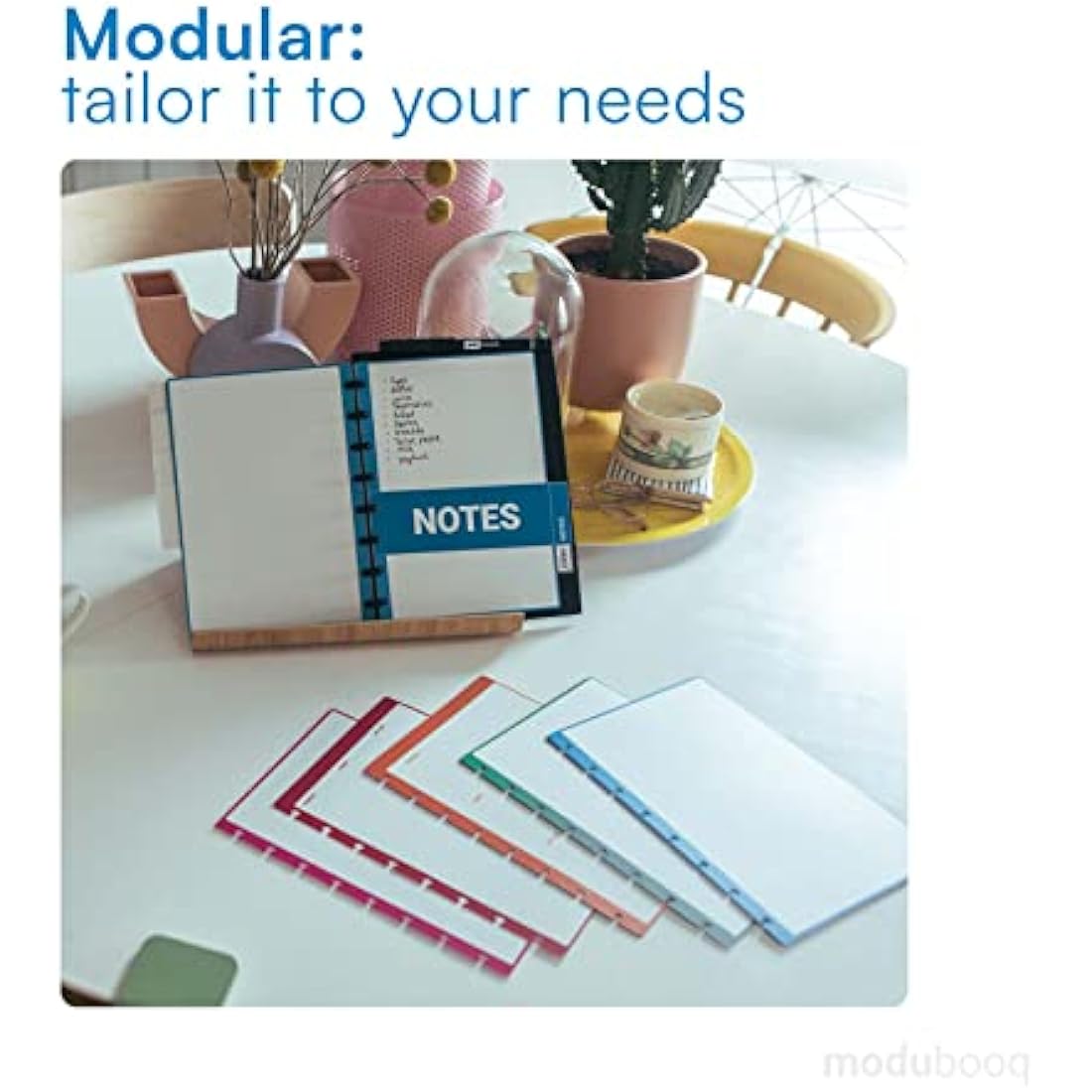 MODUBOOQ organizer, block - Modular Reusable Smart Notebook A5 - Notebook with Tabs & Discbound System - 40 modular pages with duratech3 technology - Washable and writes like paper