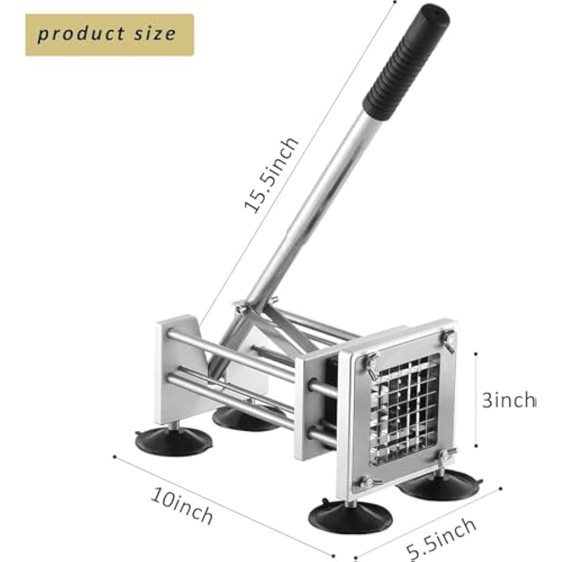 Chip Cutter Machine, Canirologas Professional Potato Chipper Stainless Steel French Fry Cutter with 1/2 inch Blade & 3/8 inch Blade for Potato Carrot Cucumber Vegatable
