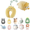 JOYRAVO Kids Travel Pillow - 2-in-1 Deformable Neck Pillow, Soft U-Shaped Pillow with Cute Plush Animals Comfy Sleep and Play Companion for Airplanes, Cars, and Travel - Yellow Bear