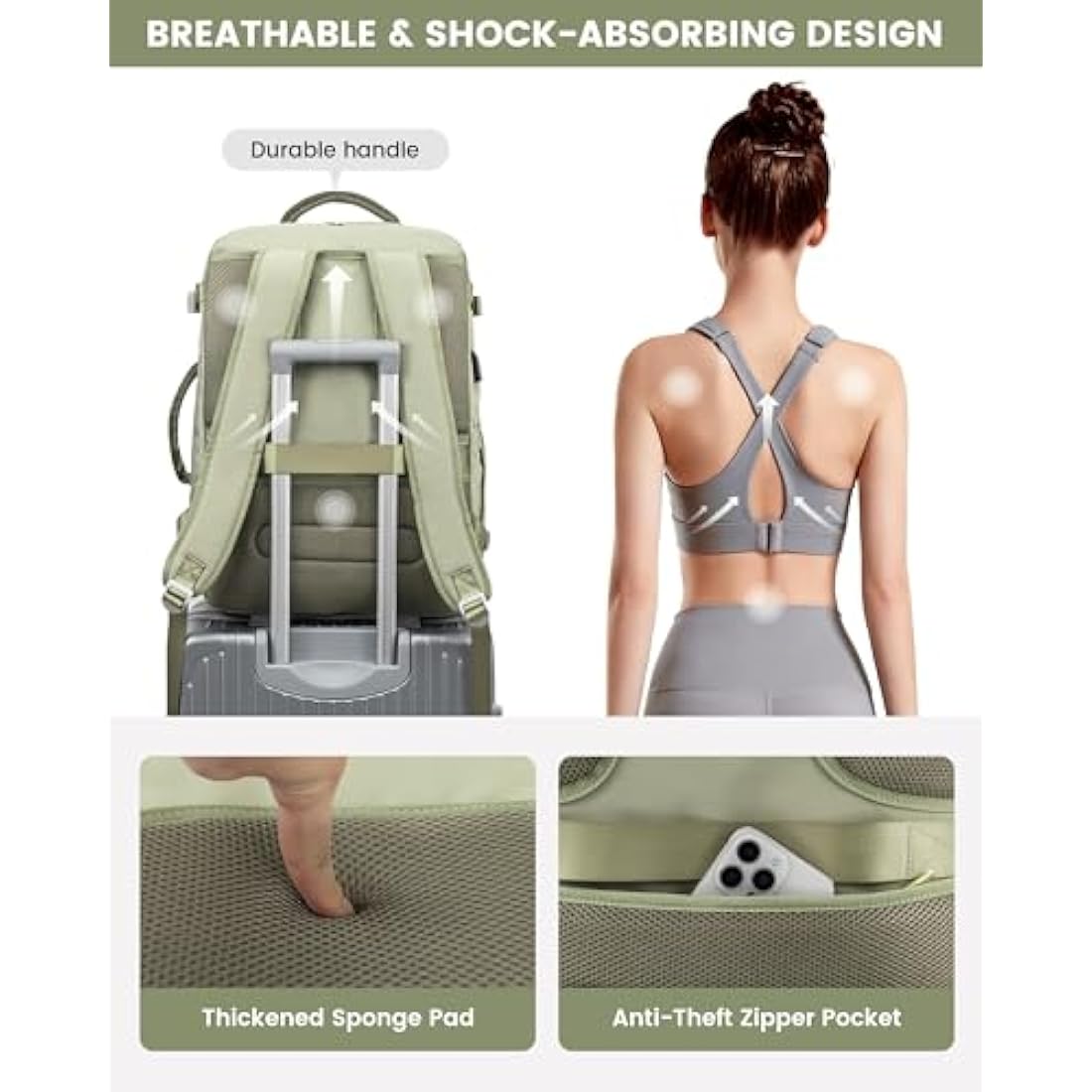 LOVEVOOK Cabin Backpack for Travelling 40L Hand Luggage Rucksack Bag for Women Waterproof Weekend Overnight Carry On Bag 17 inch Laptop Backpack Large Ladies Maternity Hospital Bag