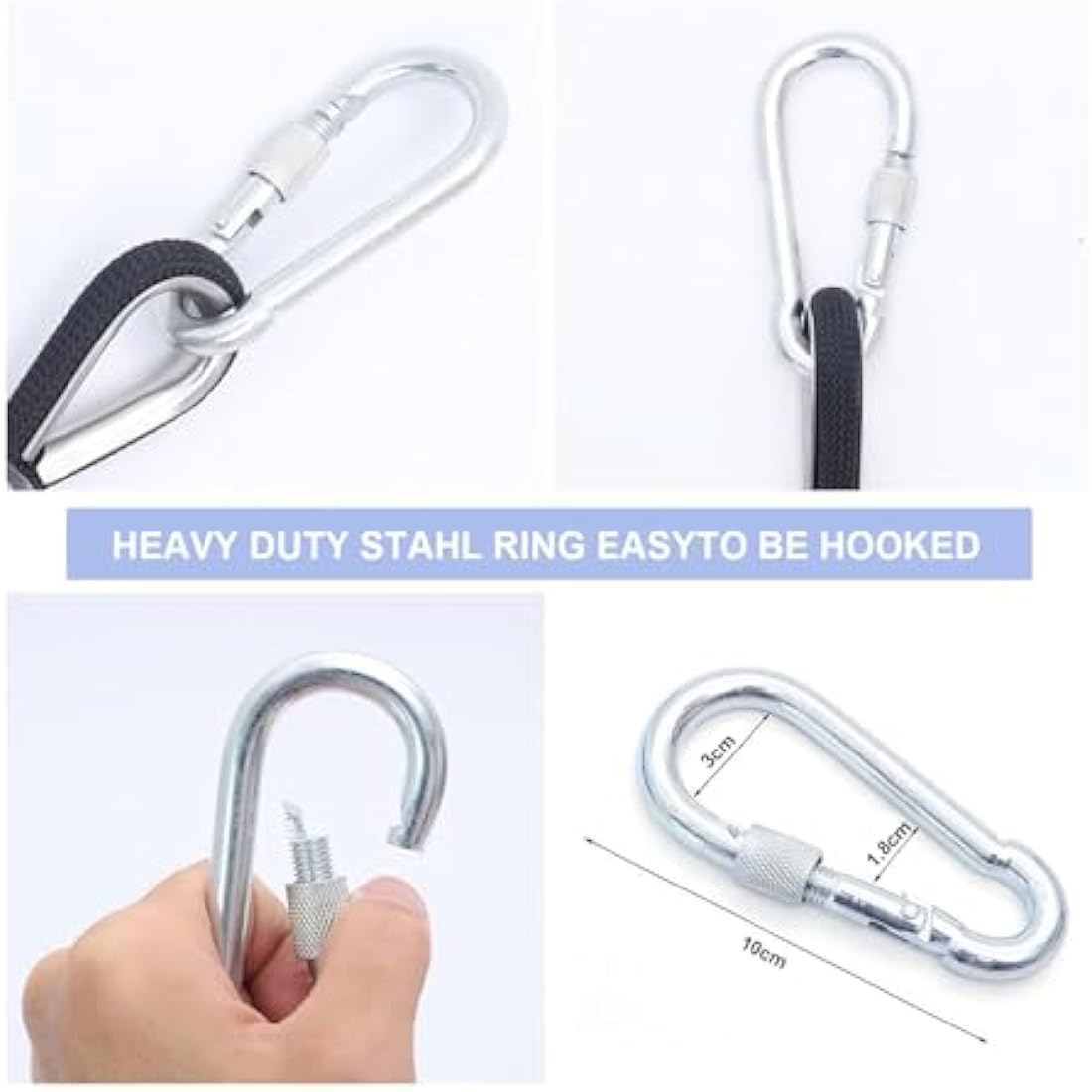 Gangying Climbing Rope 8mm Outdoor Static Rock Climbing Rope 50m High Strength Cord Safety Rope Braid Nylon Rope Escape Rope Fire Rescue Parachute Rope with 2 Carabiner
