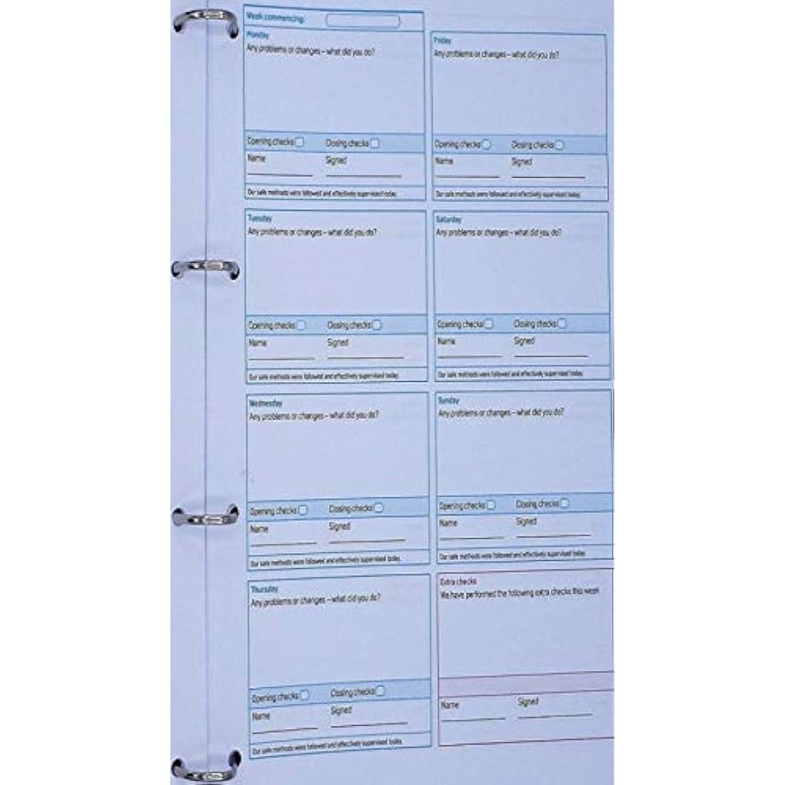 Safer Food Better Business for Caterers SFBB 24 Month Diary + 24 Month Fridge/Freezer Checklist Hole Punched