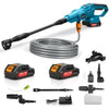Cordless Pressure Washer Portable with 21V 2x Batteries, Portable High Power Washer Jet Wash Tool Cleaner with 6 IN 1 pray Nozzles, Soap Dispensing Bottle 5 m Washer hose for Car Garden Home Patio