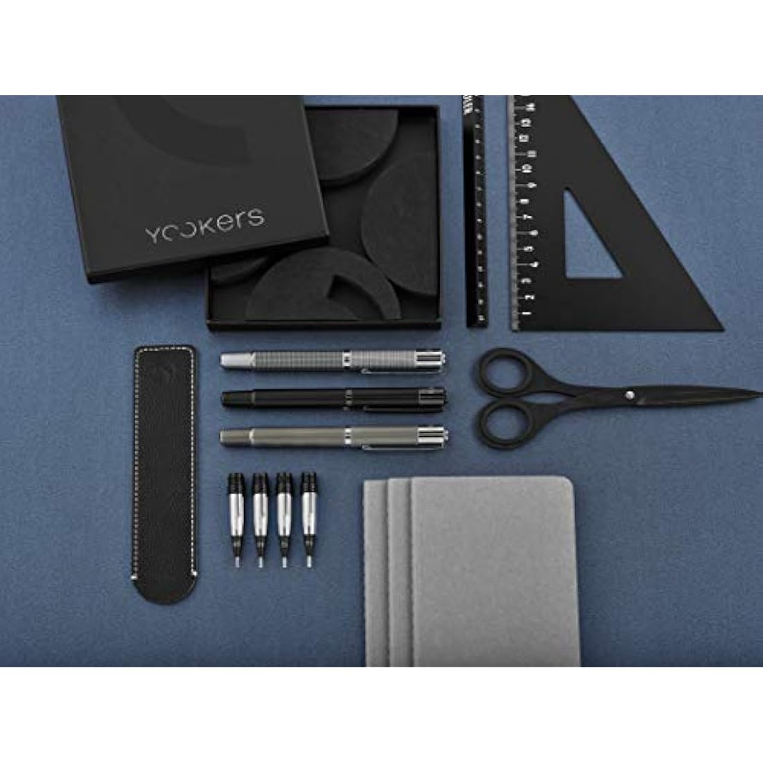 Yookers Metis Refillable Fibre Pen in Satin Chrome Black Grid 1.0mm Tip