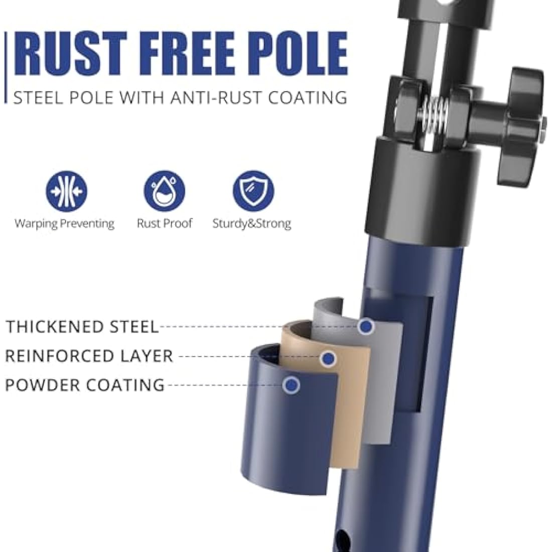 XINQIAO Third Hand Tool Support System, Premium Steel Support Rod with 154 LBS Capacity for Cabinet Jack, Drywall Jack& Cargo Bars, 23.6 IN to 45.3 IN Long, Blue, 2 PC
