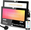 Mobri LED Floodlight Outdoor with Alexa, Smart Flood Lights Colour Changing APP Control, 50W 5000LM Bluetooth, Warm White+1600 Million RGB Colours, No WiFi No Hub, IP66 UK 3-Plug, 2 Pack