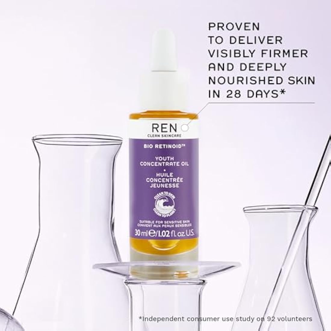 REN Bio Retinoid Youth Concentrate Oil, 30ml – Anti-Aging Face Oil with Bidens Pilosa and Rosehip Oil, Retinol-Alternative for Sensitive Skin, Reduces Fine Lines and Wrinkles